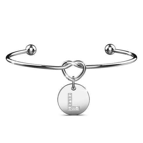 Fancy Alphabet Letter Initial Bangle in White Gold
